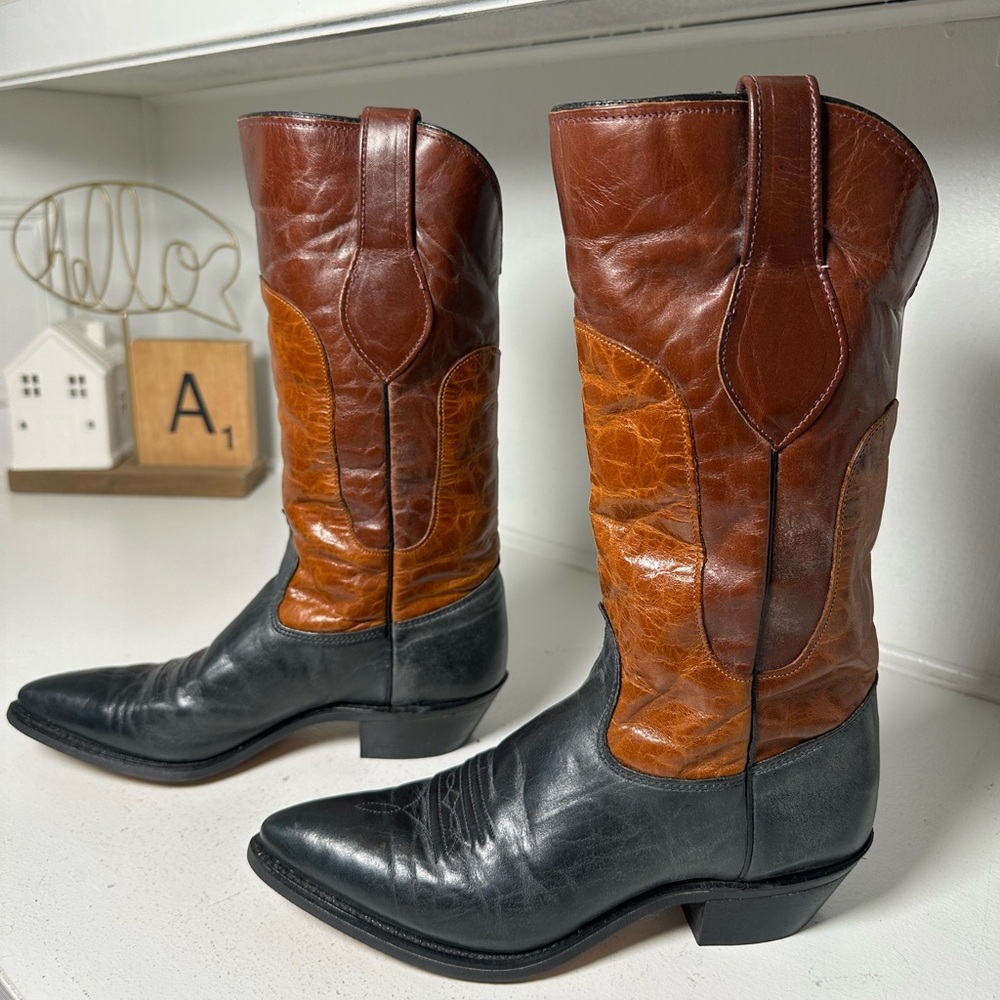 Vintage Wrangler Women’s 6.5 Cowboy Boots Two-Tone Western Leather Cowgirl